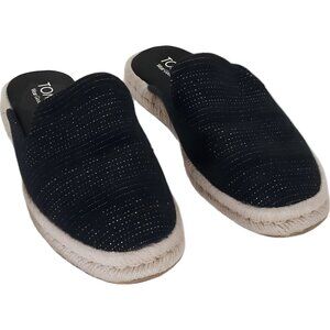 TOMS Santiago Espadrille Mule Flats Black Slip-On Women US 9 EU 40